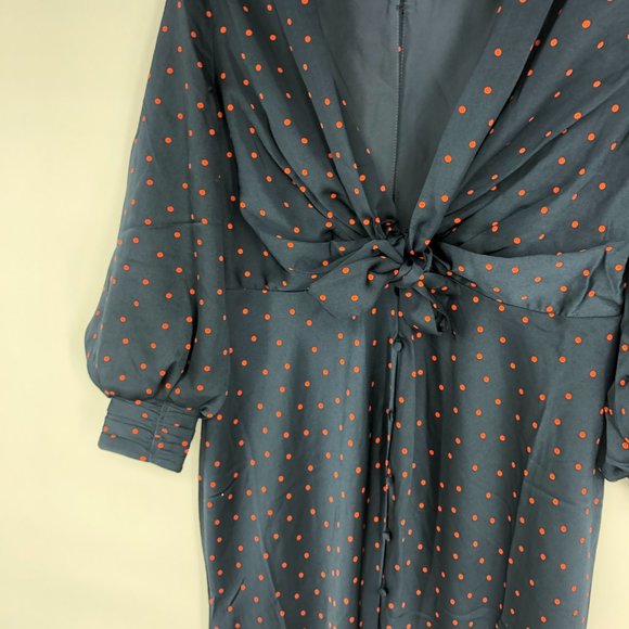 ASOS Design Maternity satin tie front midi dress with button Detail Navy Red 8 - Picture 7 of 8